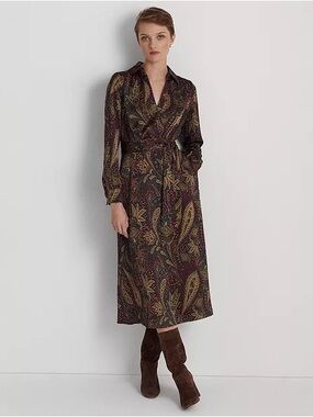 Lauren Ralph Lauren Paisley Charmeuse Midi Dres